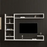Comoda tv pentru perete cu raft, culoare alb 180 cm - imagine 5