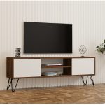 Comoda Tv Eva pentru living culoare nuc si alb 140 cm - imagine 6