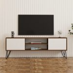 Comoda Tv Eva pentru living culoare nuc si alb 140 cm - imagine 3