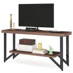 Comoda tv cu picioare metal Homs 140 cm, nuc-negru,30403 - imagine 3