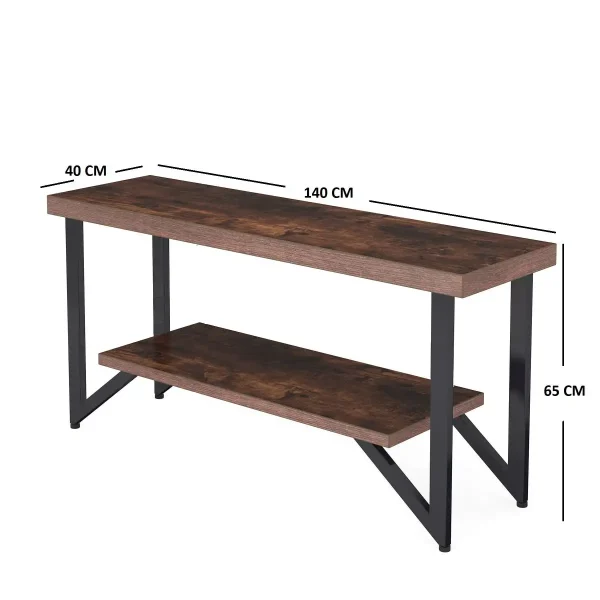 Comoda tv cu picioare metal Homs 140 cm, nuc-negru,30403