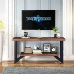 Comoda tv cu picioare metal Homs 140 cm, nuc-negru,30403 - imagine 5