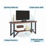 Comoda tv cu picioare metal Homs 140 cm, nuc-negru,30403 - imagine 2