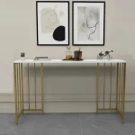 Masa Bucătărie Tip Bar, Auriu & Negru, 150x35x90 cm - imagine 7