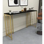 Masa Bucătărie Tip Bar, Auriu & Negru, 150x35x90 cm - imagine 3