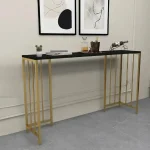 Masa Bucătărie Tip Bar, Auriu & Negru, 150x35x90 cm - imagine 2