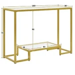 Consola din sticla si metal profil culoare auriu 100 cm - imagine 3