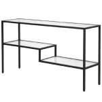 Consola Benito din metal si sticla culoare negru 120 cm - imagine 3