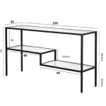 Consola Benito din metal si sticla culoare negru 120 cm - imagine 5