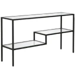 Consola Benito din metal si sticla culoare negru 120 cm - imagine 7