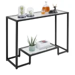 Consola Daria din sticla si metal culoare negru 100 cm - imagine 5