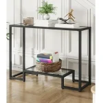 Consola Daria din sticla si metal culoare negru 100 cm - imagine 6