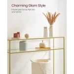 Consola Carolina din sticla si metal culoare auriu, 90x80x30 cm - imagine 4