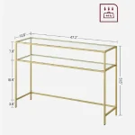 Consola Carolina din sticla si metal culoare auriu, 90x80x30 cm - imagine 8