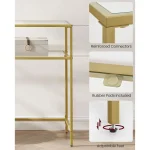 Consola Carolina din sticla si metal culoare auriu, 90x80x30 cm - imagine 5