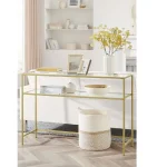 Consola Carolina din sticla si metal culoare auriu, 90x80x30 cm - imagine 15