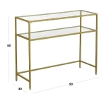 Consola Carolina din sticla si metal culoare auriu, 90x80x30 cm - imagine 6
