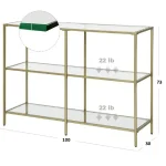 Consola din sticla si metal profil culoare auriu 100x73x30 cm - imagine 2