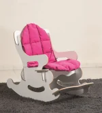 Scaun balansoar copii 40×70×65 cm – MDF alb/roz, Baby Puzzle - imagine 5