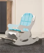 Scaun balansoar copii 40×70×65 cm – MDF alb/albastru, Baby Puzzle - imagine 6