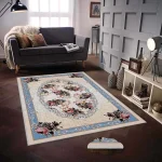 Covor 100×150 cm – model floral, albastru cald Siena