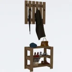 Set cuier de perete și pantofar Friends culoare nuc - imagine 2