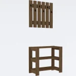 Set cuier de perete și pantofar Friends culoare nuc - imagine 6