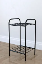 Etajera metal pentru flori 2 rafturi Decor Homs 33 x 60 x 31 cm, negru - imagine 4