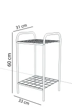 Etajera metal pentru flori 2 rafturi Decor Homs 33 x 60 x 31 cm, negru - imagine 2