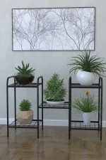 Etajera metal pentru flori 5 rafturi Decor Homs 95 x 60 x 31 cm, negru - imagine 2