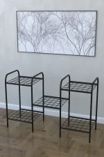 Etajera metal pentru flori 5 rafturi Decor Homs 95 x 60 x 31 cm, negru - imagine 3