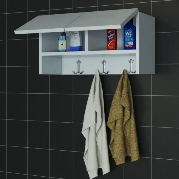 Corp suspendat baie cu 3 agatatori Blanca Homs, 60 x 30 x 19.6 cm, alb