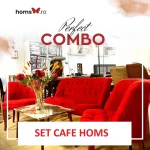 Set canapea 2 locuri cu 2 fotolii, Cafe Homs rosu - imagine 2