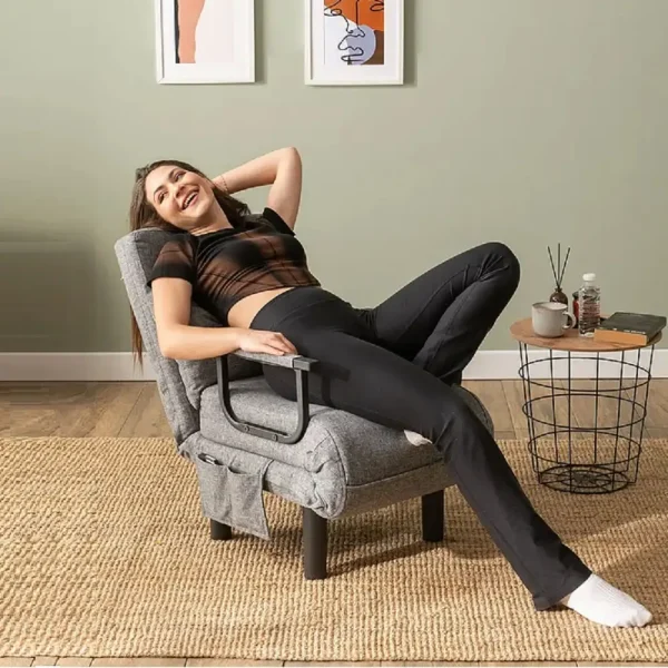 Fotoliu Extensibil Seda, Gri, 175 cm x 60 cm