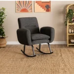 Fotoliu balansoar tapițat, Antracit, 55x55x96 cm