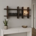 Raft perete din lemn Gozde Homs, 100 x 45 x 9 cm, maro