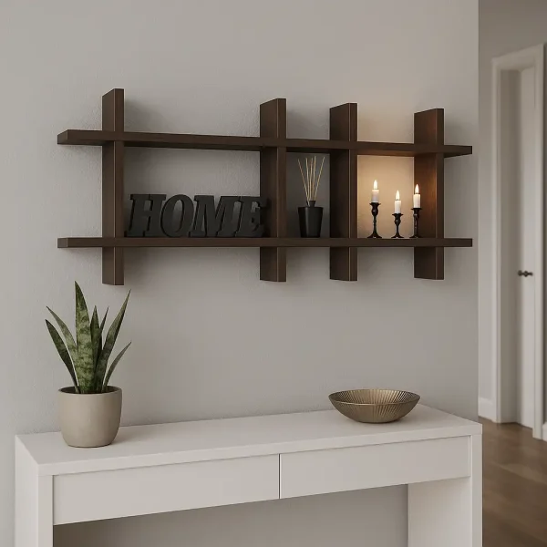 Raft perete din lemn Gozde Homs, 100 x 45 x 9 cm, maro