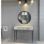 Consola hol Aida cu sertar culoare alb si negru - imagine 7