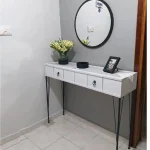 Consola hol Aida cu sertar culoare alb si negru - imagine 6