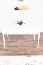 Set masa extensibila cu 6 scaune tapitate Homs cristal alb-verde 170 x 80 cm - imagine 12