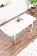 Set masa extensibila cu 6 scaune tapitate Homs cristal alb-verde 170 x 80 cm - imagine 6