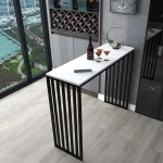 Masa bucatarie, tip bar, culoare alb si negru,120 cm - imagine 3