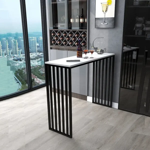 Masa bucatarie, tip bar, culoare alb si negru,120 cm