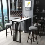 Masa bucatarie, tip bar, culoare alb si negru,120 cm - imagine 2