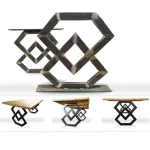 Set 2 picioare masa metal Homs, Negru, 72x60 cm, 30738 - imagine 2