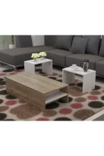 Masa cafea cu masute detasabile Mora Homs alb-nuc - imagine 4