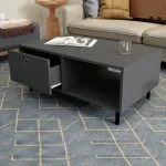 Masuta cafea Nando cu sertar,living,culoare antracit,100 cm - imagine 2