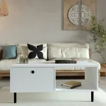 Masuta cafea Nando cu sertar culoare alb 100 cm - imagine 6