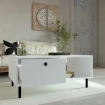 Masuta cafea Nando cu sertar culoare alb 100 cm - imagine 2