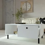 Masuta cafea Nando cu sertar culoare alb 100 cm - imagine 7